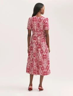 Crepe Printed Midi Tea Dress -Cyberjammies Store crepe printed midi tea dress 7