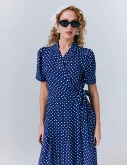 Ghost Crepe Spot Print Midaxi Wrap Tea Dress -Cyberjammies Store crepe spot print midaxi wrap tea dress 9