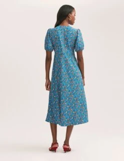 Crepe V-Neck Button Through Midi Tea Dress -Cyberjammies Store crepe v neck button through midi tea dress 18