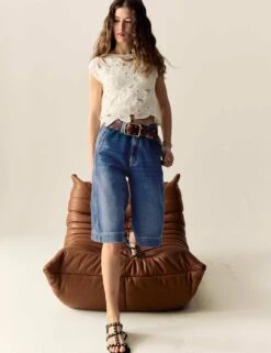 Denim High Waisted Bermuda Shorts -Cyberjammies Store denim high waisted bermuda shorts 6