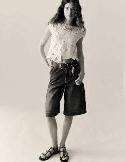 Denim High Waisted Bermuda Shorts -Cyberjammies Store denim high waisted bermuda shorts 7