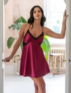 Pour Moi Dusk Satin Lace Trim Strappy Chemise -Cyberjammies Store dusk satin lace trim strappy chemise 15