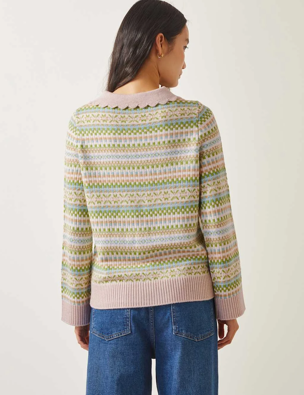 MONSOON Fair Isle Collared Cardigan With Wool 5 MONSOON Fair Isle Collared Cardigan With Wool - Image 5