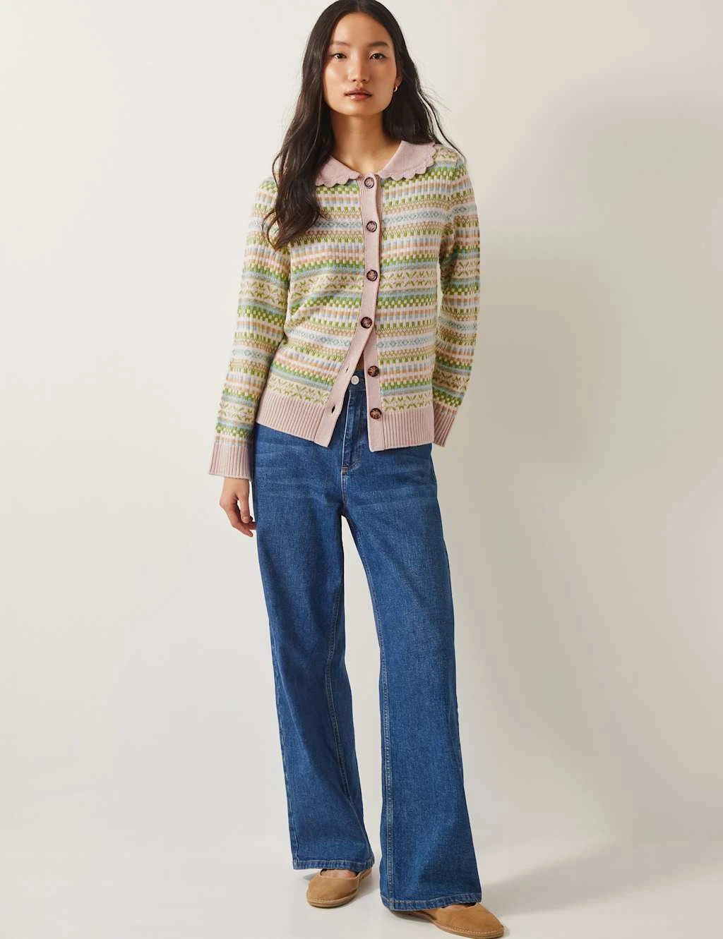 MONSOON Fair Isle Collared Cardigan With Wool 7 MONSOON Fair Isle Collared Cardigan With Wool - Image 7