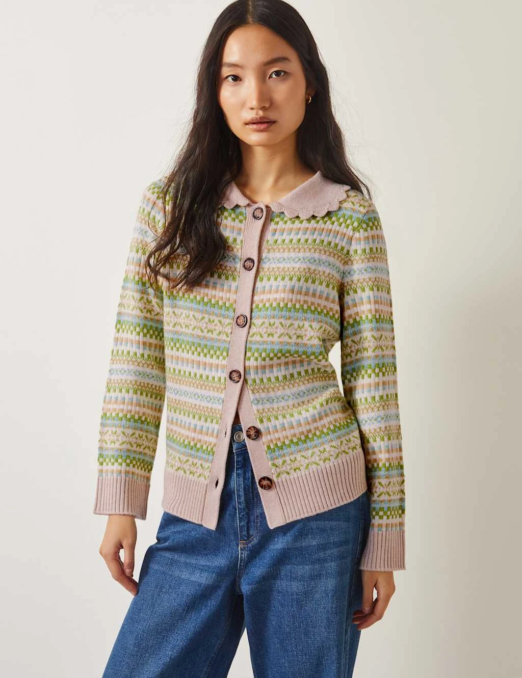 MONSOON Fair Isle Collared Cardigan With Wool 8 MONSOON Fair Isle Collared Cardigan With Wool - Image 8