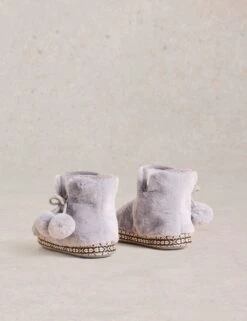WHITE STUFF Faux Fur Pom Pom Slipper Boots 13 WHITE STUFF Faux Fur Pom Pom Slipper Boots -Cyberjammies Store faux fur pom pom slipper boots 5