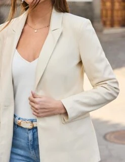 Faux Leather Single Breasted Blazer 12 Faux Leather Single Breasted Blazer -Cyberjammies Store faux leather single breasted blazer 4