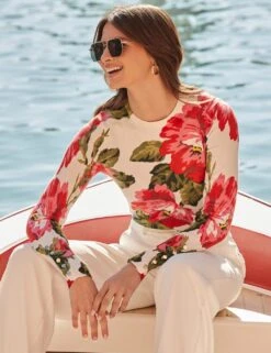 Floral Button Cuff Crew Neck Jumper -Cyberjammies Store floral button cuff crew neck jumper 6