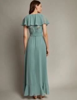 MONSOON Floral Embellished V-Neck Midi Wrap Dress -Cyberjammies Store floral embellished v neck midi wrap dress 13