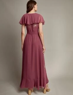 MONSOON Floral Embellished V-Neck Midi Wrap Dress -Cyberjammies Store floral embellished v neck midi wrap dress 8