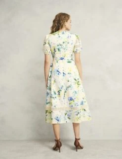 Floral Midi Skater Dress With Linen -Cyberjammies Store floral midi skater dress with linen 15