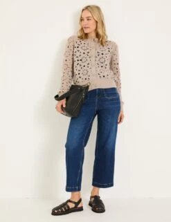 Floral Open Knit Crew Neck Cardigan -Cyberjammies Store floral open knit crew neck cardigan 8