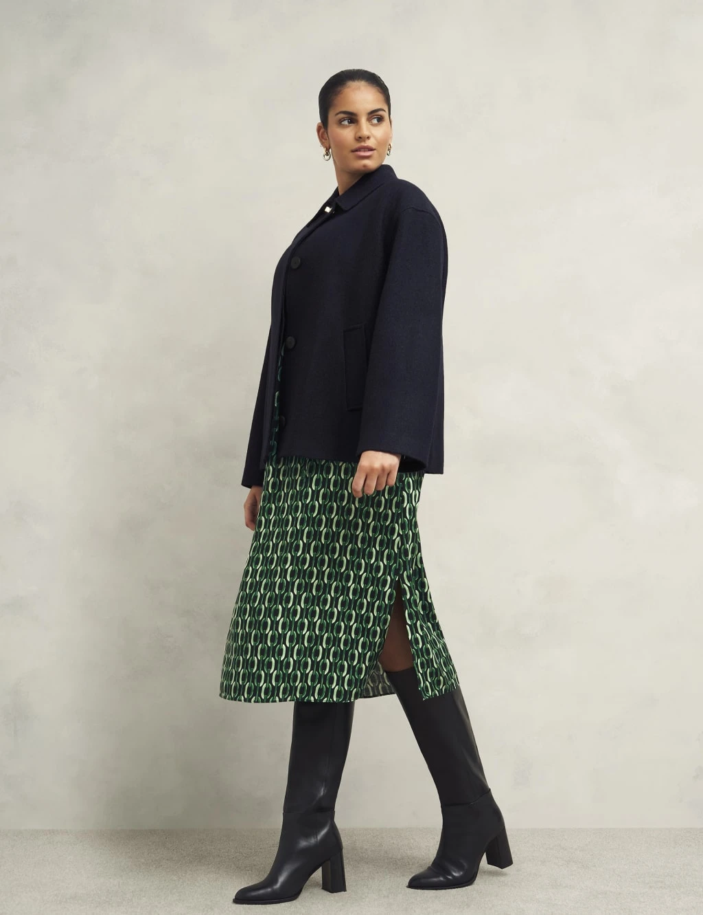 Geometric Collared Midi Shirt Dress 14 Geometric Collared Midi Shirt Dress - Image 14