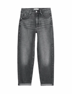 Girlfriend Mid Rise Turn Up Jeans With Lyocell -Cyberjammies Store girlfriend mid rise turn up jeans with lyocell 1