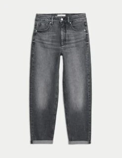 Girlfriend Mid Rise Turn Up Jeans With Lyocell -Cyberjammies Store girlfriend mid rise turn up jeans with lyocell 10
