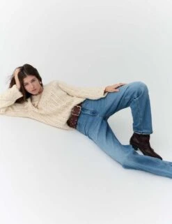 Girlfriend Mid Rise Turn Up Jeans With Lyocell -Cyberjammies Store girlfriend mid rise turn up jeans with lyocell 16