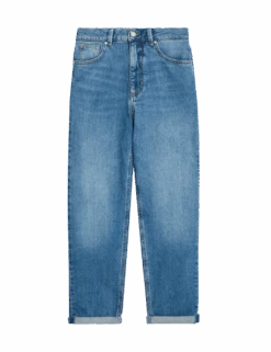 Girlfriend Mid Rise Turn Up Jeans With Lyocell -Cyberjammies Store girlfriend mid rise turn up jeans with lyocell 2