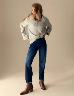 Girlfriend Mid Rise Turn Up Jeans With Lyocell -Cyberjammies Store girlfriend mid rise turn up jeans with lyocell 7