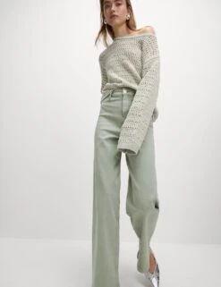 High Waisted Wide Leg Ankle Grazer Jeans -Cyberjammies Store high waist wide leg jeans 1