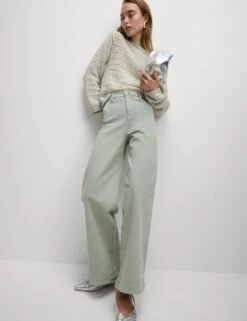 High Waisted Wide Leg Ankle Grazer Jeans -Cyberjammies Store high waist wide leg jeans 2