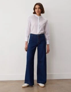 High Waisted Button Front Wide Leg Jeans -Cyberjammies Store high waisted button front wide leg jeans 7