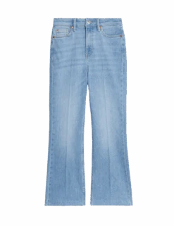 High Waisted Slim Flare Cropped Jeans -Cyberjammies Store high waisted slim flare cropped jeans 2