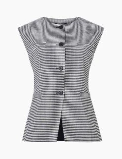 French Connection Holden Houndstooth Single Breasted Waistcoat -Cyberjammies Store holden houndstooth single breasted waistcoat 3
