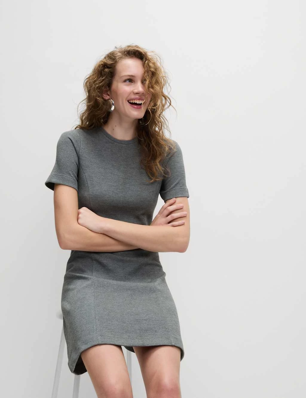 Jersey Round Neck Mini T-Shirt Dress 12 Jersey Round Neck Mini T-Shirt Dress - Image 12