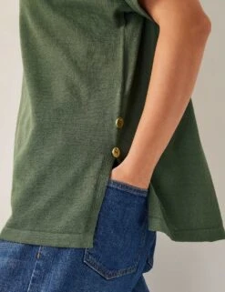 MONSOON Knitted Collared V-Neck Top With Linen -Cyberjammies Store knitted collared v neck top with linen 11