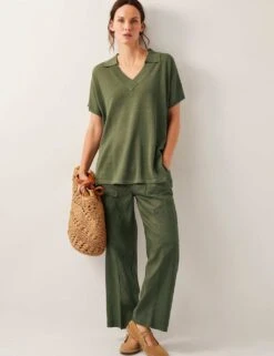 MONSOON Knitted Collared V-Neck Top With Linen -Cyberjammies Store knitted collared v neck top with linen 12