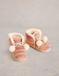 WHITE STUFF Knitted Pom Pom Slipper Boots -Cyberjammies Store knitted pom pom slipper boots 4