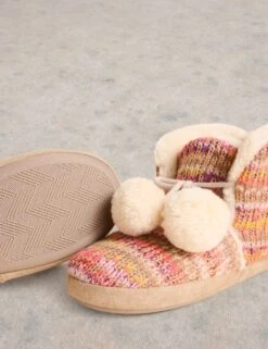 WHITE STUFF Knitted Pom Pom Slipper Boots -Cyberjammies Store knitted pom pom slipper boots 5