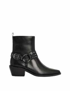 Leather Block Heel Ankle Boots -Cyberjammies Store leather block heel ankle boots