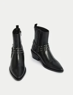 Leather Block Heel Ankle Boots -Cyberjammies Store leather block heel ankle boots 5