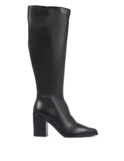 Jones Bootmaker Wide Calf Leather Block Heel Knee High Boots -Cyberjammies Store leather block heel knee high boots