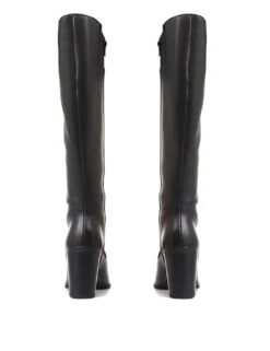 Jones Bootmaker Wide Calf Leather Block Heel Knee High Boots -Cyberjammies Store leather block heel knee high boots 3
