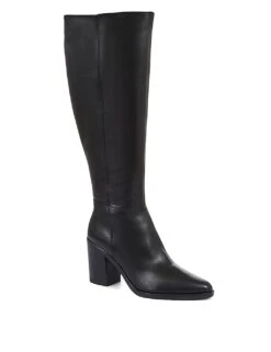 Jones Bootmaker Wide Calf Leather Block Heel Knee High Boots -Cyberjammies Store leather block heel knee high boots 5