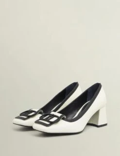 Leather Block Heel Square Toe Court Shoes -Cyberjammies Store leather block heel square toe court shoes 7