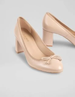 Leather Bow Block Heel Court Shoes -Cyberjammies Store leather bow block heel court shoes 4