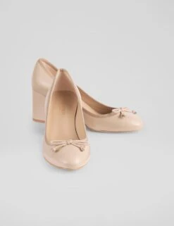 Leather Bow Block Heel Court Shoes -Cyberjammies Store leather bow block heel court shoes 5