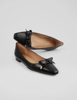 Leather Bow Block Heel Square Toe Pumps -Cyberjammies Store leather bow block heel square toe pumps 5