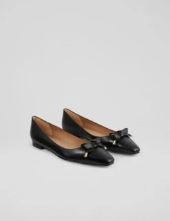 Leather Bow Block Heel Square Toe Pumps -Cyberjammies Store leather bow block heel square toe pumps 6