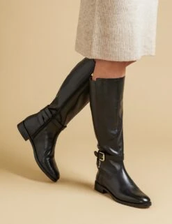 Jones Bootmaker Leather Buckle Block Heel Riding Boots -Cyberjammies Store leather buckle block heel riding boots 16