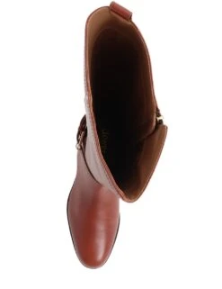 Jones Bootmaker Leather Buckle Block Heel Riding Boots -Cyberjammies Store leather buckle block heel riding boots 9