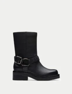 Clarks Leather Buckle Flat Boots -Cyberjammies Store leather buckle flat boots 8
