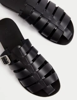 Leather Buckle Flat Mules -Cyberjammies Store leather buckle flat mules 3