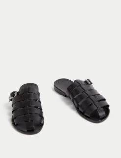 Leather Buckle Flat Mules -Cyberjammies Store leather buckle flat mules 4