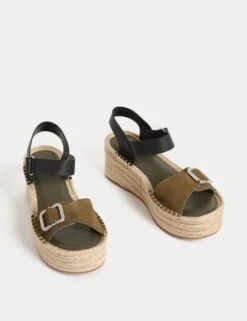 Leather Buckle Flatform Espadrilles -Cyberjammies Store leather buckle flatform espadrilles 3