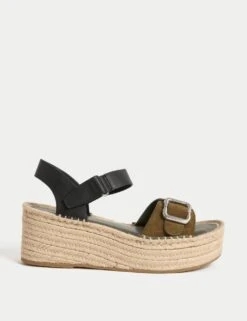 Leather Buckle Flatform Espadrilles -Cyberjammies Store leather buckle flatform espadrilles 5