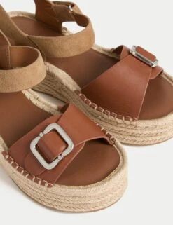Leather Buckle Flatform Espadrilles -Cyberjammies Store leather buckle flatform espadrilles 7